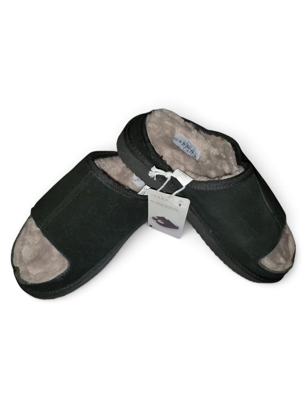 Serra Ladies Genuine Leather Slides - Black